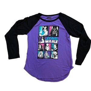 Star Wars Shirt  Women Long Sleeve  M Purple Black  Graphic Print Vintage